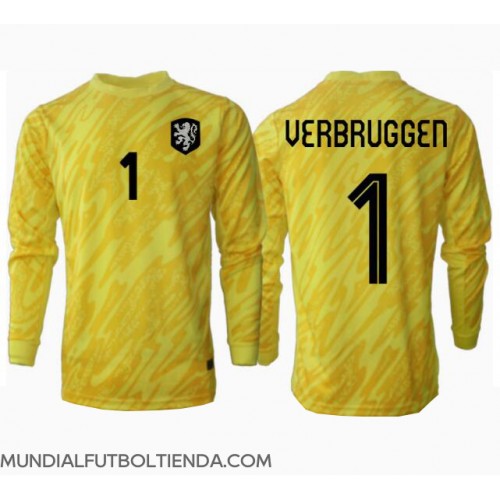 Camiseta Países Bajos Bart Verbruggen #1 Portero Segunda Equipación Replica Eurocopa 2024 mangas largas
